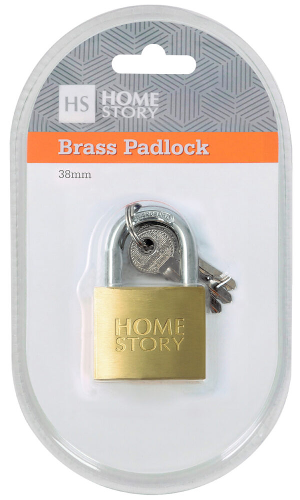 BRASS PADLOCK - 38mm - 1's - 3 Keys - HS51330
