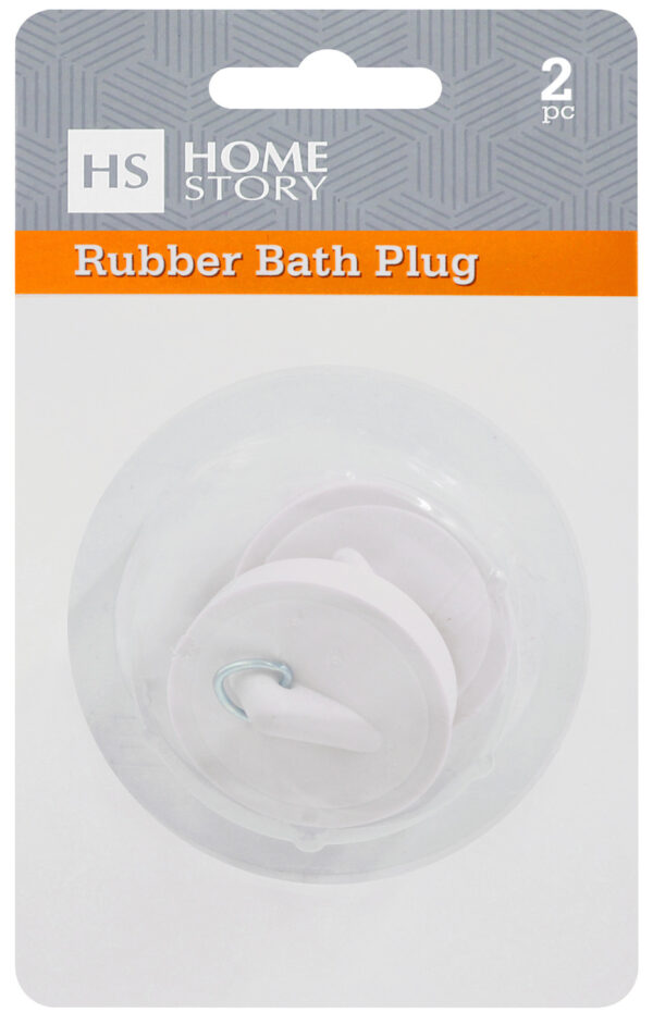 RUBBER BATH PLUG - WHITE - 2's - 44mm - HS51405