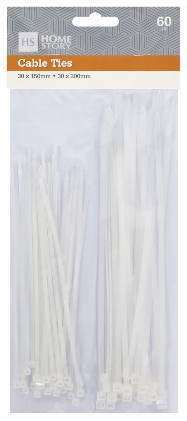 PLASTIC CABLE TIES - 150/200mm-White - 30 each - HS51552