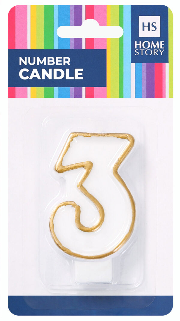 HS Number candle - "3" - Carded - HS54003