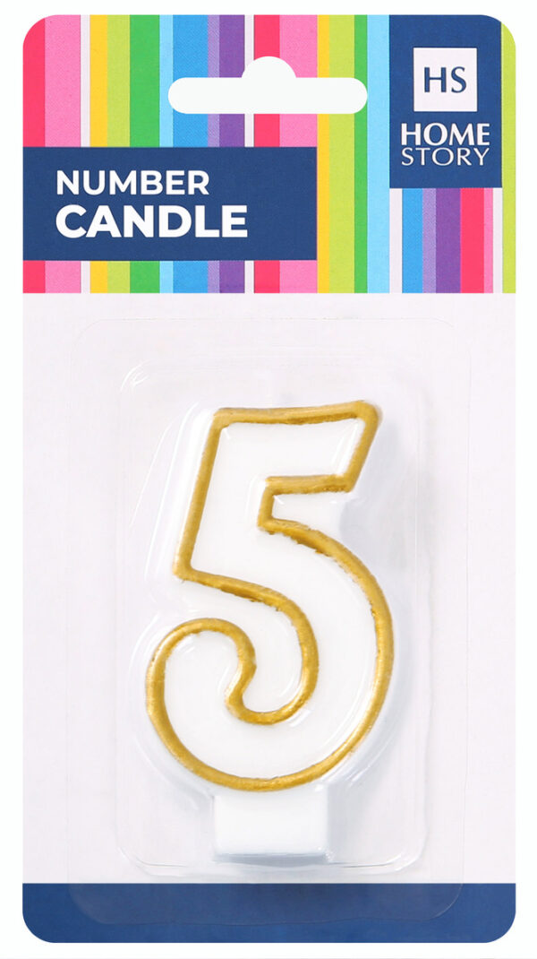 HS Number candle - "5" - Carded - HS54005