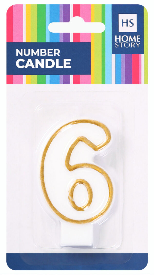 HS Number candle - "6" - Carded - HS54006