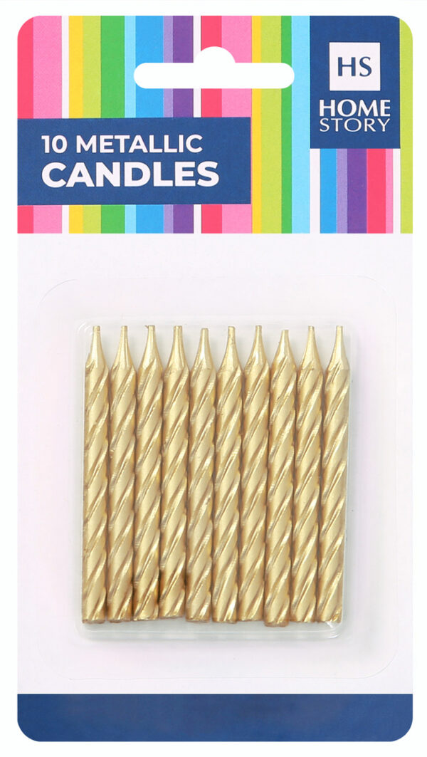 HS-Metallic Spiral candles-Bl/Gold/Silv/Pink 10's - HS54126