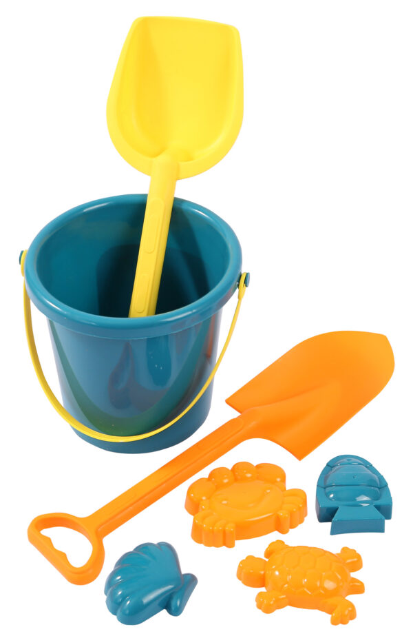 HS71103 - BUCKET BEACH SET-PLASTIC- 7pc - 17X 19.5cm - NET