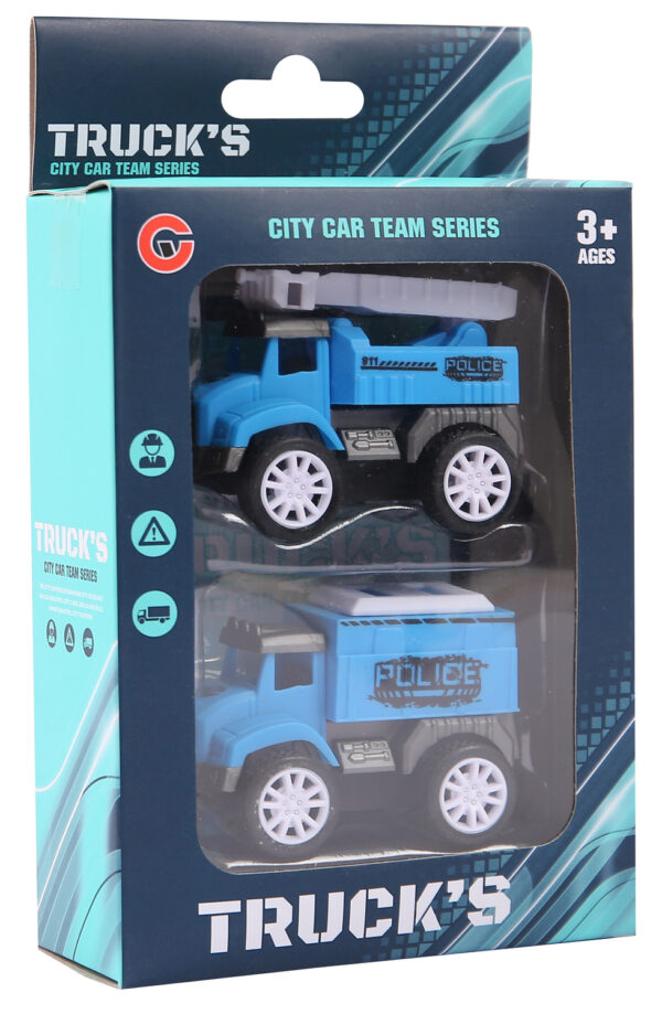 HS71249 - PULL BACK POLICE TRUCK SET - 2 PC - BOXED